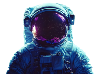 PNG Astronaut in space lights futuristic background.