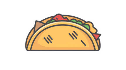 Delicious Taco Illustration with Vibrant Fillings and Crispy Shell Perfect for Food and Culina