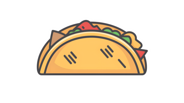 Delicious Taco Illustration with Vibrant Fillings and Crispy Shell Perfect for Food and Culina