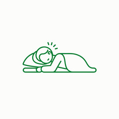 Sleeping Person Icon, Vector Illustration, Green, for Rest, Sleep, and Relaxation Concepts, Suitable for Web and App Design