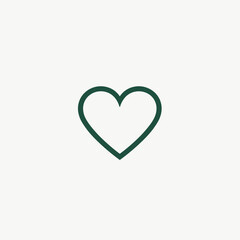 Heart Icon, Vector Illustration in Outline Style, Green, for Cardiology, Love, and Health Concepts, Suitable for Web and App Design