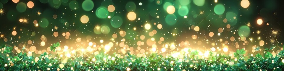 Fototapeta premium An abstract background with green shamrocks for St Patrick's day and springtime. 