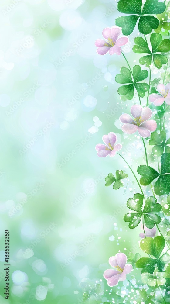 Wall mural an abstract background with green shamrocks for st patrick's day and springtime.