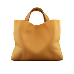 Elegant brown leather tote bag with soft texture and short handles, isolated on a white background, perfect for fashion, shopping, and daily essentials