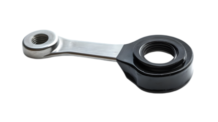 Automotive connecting rod piston assembly isolated for engine mechanical repair parts internal combustion motor component or car machinery engineering visuals