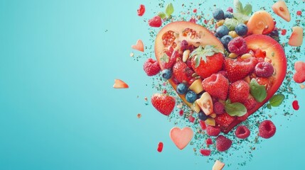 Heart Made of Fresh Fruits