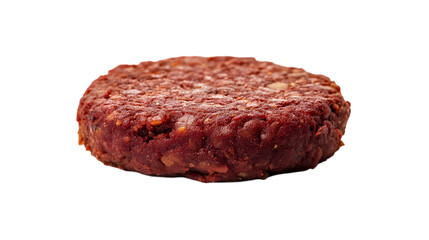 Raw meat burger patty with red color and textured surface perfect for grilling barbecue or restaurant menu meat product packaging and food visuals