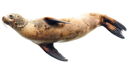 Sea lion in a playful pose on a white background isolated