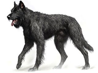 Black Bouvier des Flandres dog walking