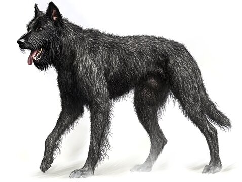 Black Bouvier des Flandres dog walking