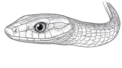 Detailed drawing of a snake's head and neck.