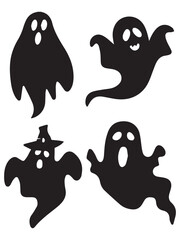 Halloween Ghost Silhouette Set Spooky Spirit Illustrations
