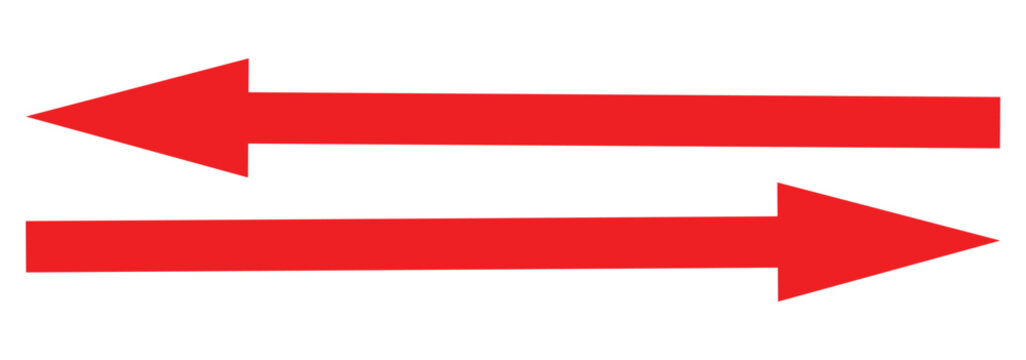 recommend clip art: Straight long double vector arrow. Horizontal long straight arrow with two left and right pointers. Black width symbol isolated on white background