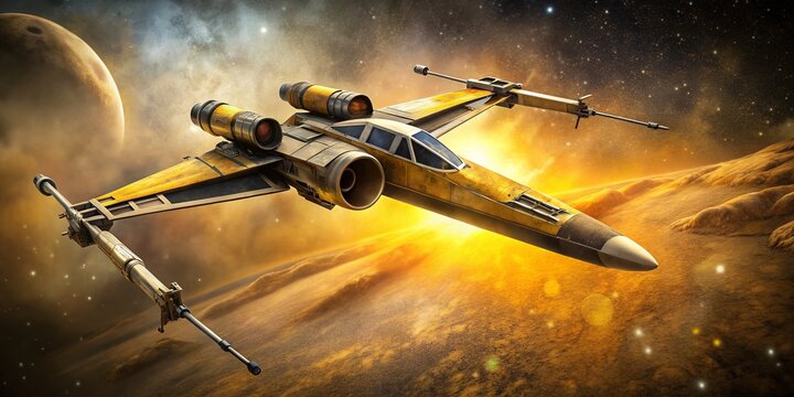 Vintage Style Rebellious Yellow & Black Starfighter - Symbol of Hope