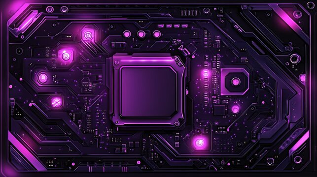 Abstract Purple Motherboard Technology Background Digital Art Futuristic Circuit Board Design Modern Tech Illustration High Tech Purple Neon Glowing  