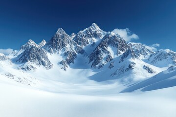 Obraz premium Snowy mountain range under clear blue sky