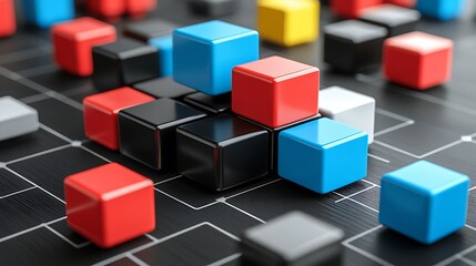 Obraz premium Colorful cubes arranged on grid.