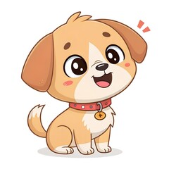 Set of cute puppy with different emotions, isolated on white background. Kawaii dog character. Useful for many applications (stickers, prints for apparel, scrapbooking projects ets). 
