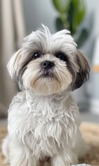 Adorable pet dog wallpaper with cute facial and body fur Generate AI