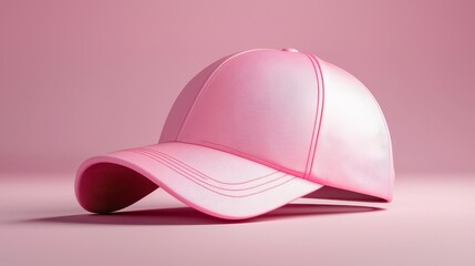 Fototapeta premium Pink Baseball Cap with Texture Design on a Minimalist Background