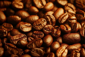Fototapeta premium Roasted Coffee Beans Creating a Rich Texture for Beverage and Culinary Concepts