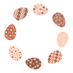 Floral Easter eggs border with copy space. Perfect print for card, poster, sticker, label, sale. Doodle vector illustration.