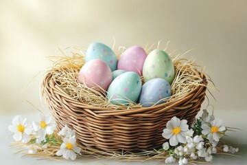 Pastel Whimsy in a Basket, Easter eggs