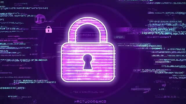 Frames A glowing padlock hologram surrounded by data encryption symbo s-high-contrast, a-2, 17393439