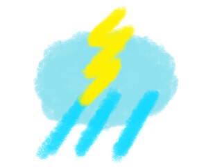 雷、雨のお天気マーク（JPEG/PNG）