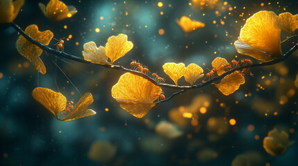 autumn leaves in the water