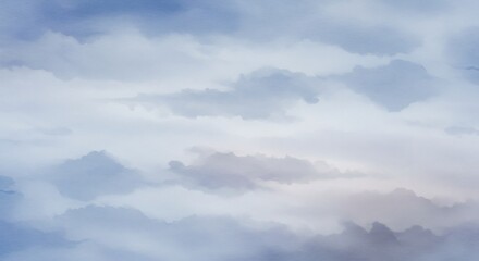 Serene Watercolor Cloudscape Soft Blue and White Sky Background Texture