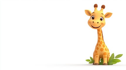 Obraz premium Adorable Cartoon Giraffe Illustration Happy Animal Character Design Perfect for Kids