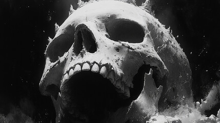 skull on black background