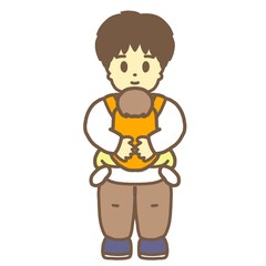 赤ちゃんを抱っこするパパのイラスト