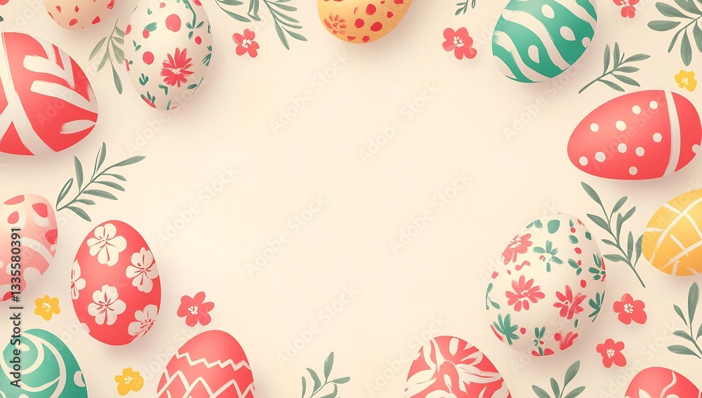 Aufkleber vibrant and colorful easter eggs with natural floral elements creating a cheerful spring atmosphere 