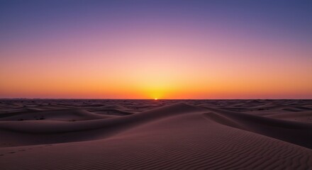 Fototapeta premium Stunning Desert Sunset Landscape Vibrant Hues over Rolling Sand Dunes