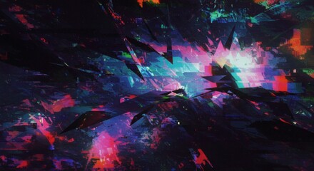 Fototapeta premium Abstract Glitch Art Background Vibrant Pink Blue and Purple Digital Distortion