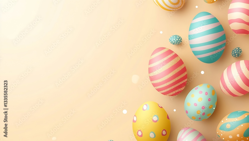 Aufkleber Brightly decorated Easter eggs with distinctive patterns on a soft vibrant background : Generative AI