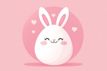 Fototapeta premium Adorable Bunny Character with Happy Expression Surrounded by Hearts and a Pink Halo : Generative AI