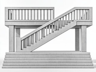 Abstract concrete staircase structure with geometric design and minimalistic background