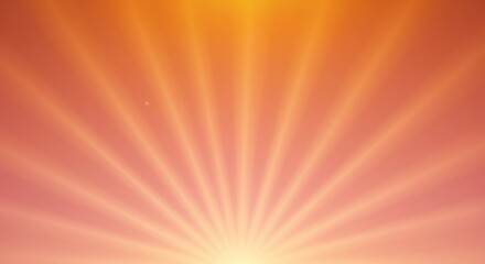 Obraz premium Warm Sunrise Rays Radiant Light Burst Peachy Orange Sky Background Texture