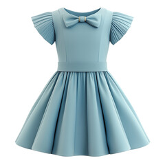 Childrens light blue dress with bow tie apparel isolated on transparent  background png