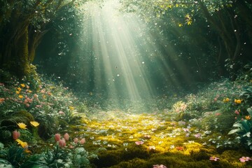 Sunbeam Through the Canopy, Sunshine breaking through clouds