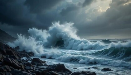 Fototapeta premium Dramatic Storm Wave Power
