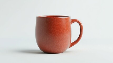 Orange ceramic cup isolated on white background.