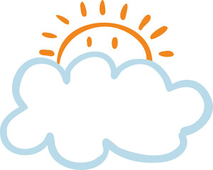 구름 태양 날씨 기후 아이콘 귀여운 손그림