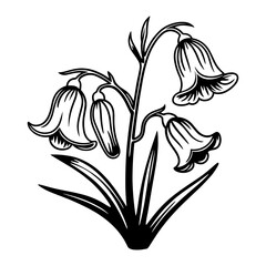Bellflowers Floral Silhouette Elegant Botanical Design