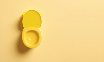 World Toilet Day Concept Yellow Toilet Isolated on Beige Background with Copyspace for Awareness Campaigns