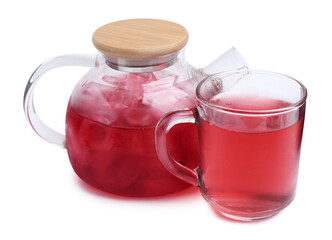 Delicious hibiscus tea with ice isolated on white © New Africa