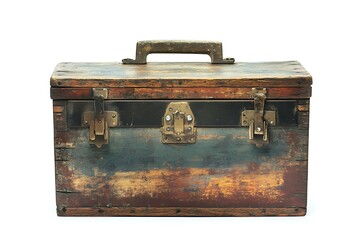 Old wooden chest isolated on white background. Clipping path included.